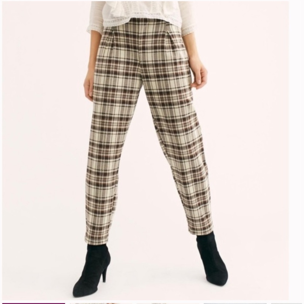 Free People Sz Lg Brecan Plaid Pants FP